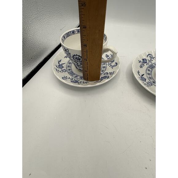 Set Of 2 Blue Nordic Blue Onion Johnson Brothers Ironstone Coffee Cup And Saucer - Picture 12 of 13